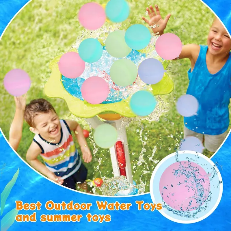 12pcs Reusable Water Fighting Balls Adults Kids Summer Swimming Pool Silicone Water Playing Toys Pool Water Bomb Balloons Games