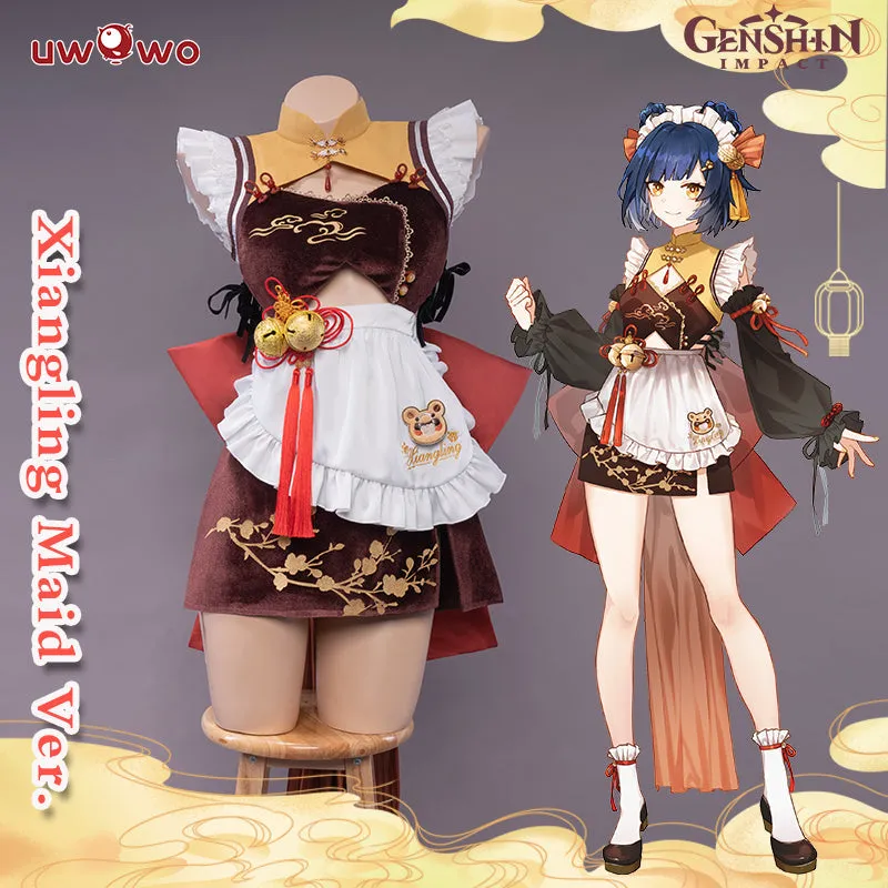 Exclusive Limited Time Offer - 30th Midnight Flash Sale: Uwowo Licensed Genshin Impact Fanart, Xiangling Maid Version Cosplay Costume
