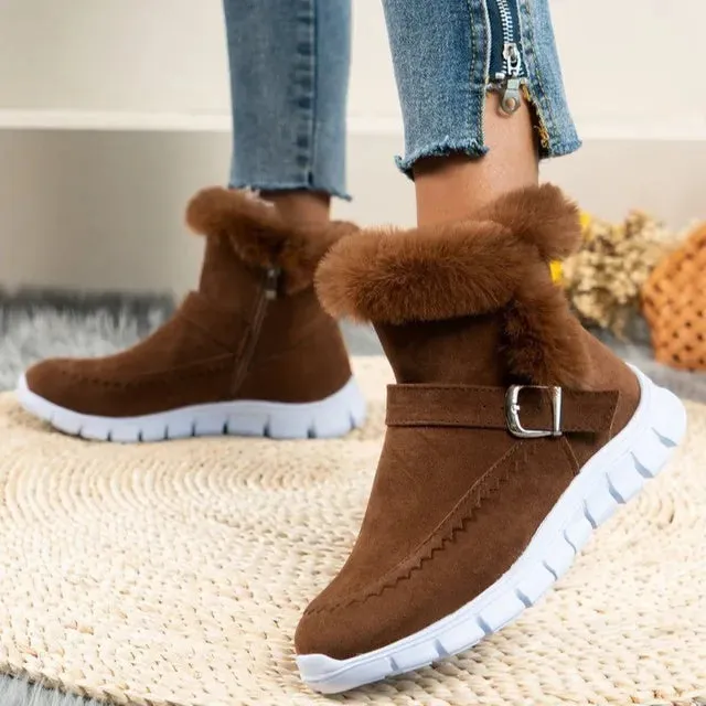 Berna - Nieuwe casual korte pluche suède enkellaarsjes