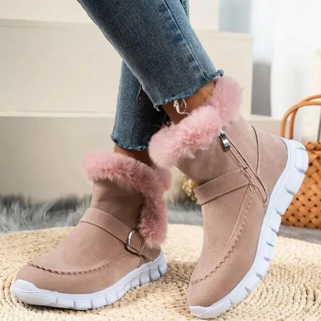 Berna - Nieuwe casual korte pluche suède enkellaarsjes