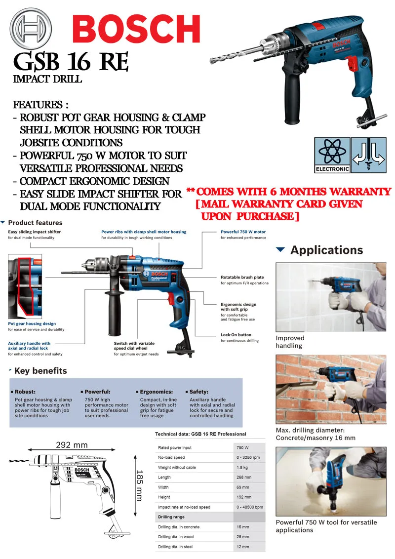 Bosch GSB 16 RE Set Professional Impact Drill With 100pcs Accessories 06012281L2