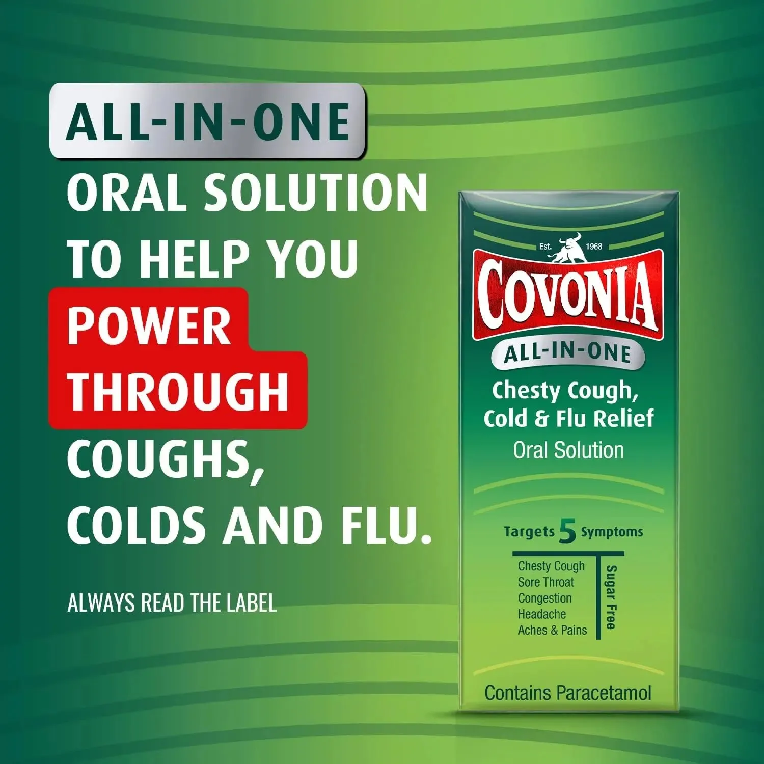 Covonia All-in-One Chesty Cough, Cold and Flu Relief Oral Solution - 160ml
