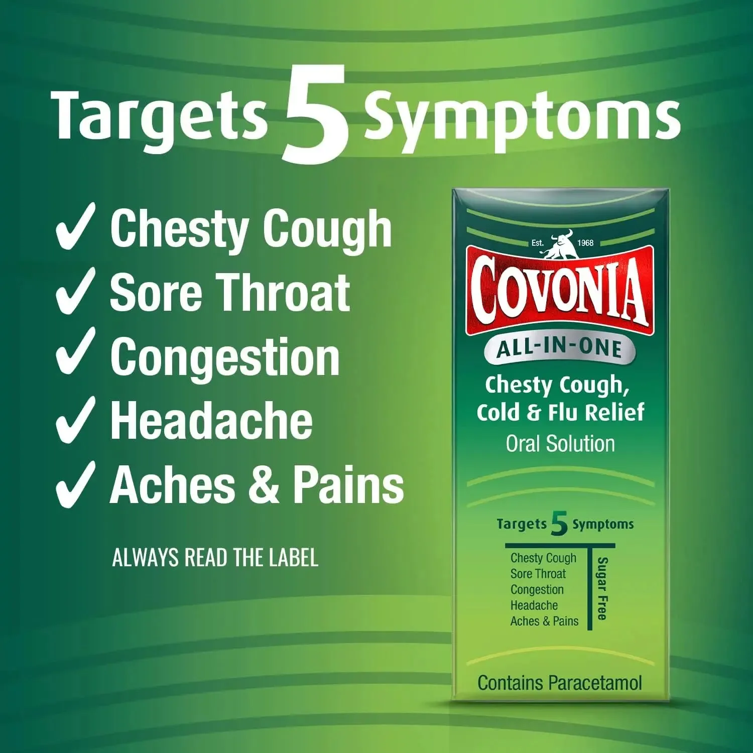 Covonia All-in-One Chesty Cough, Cold and Flu Relief Oral Solution - 160ml