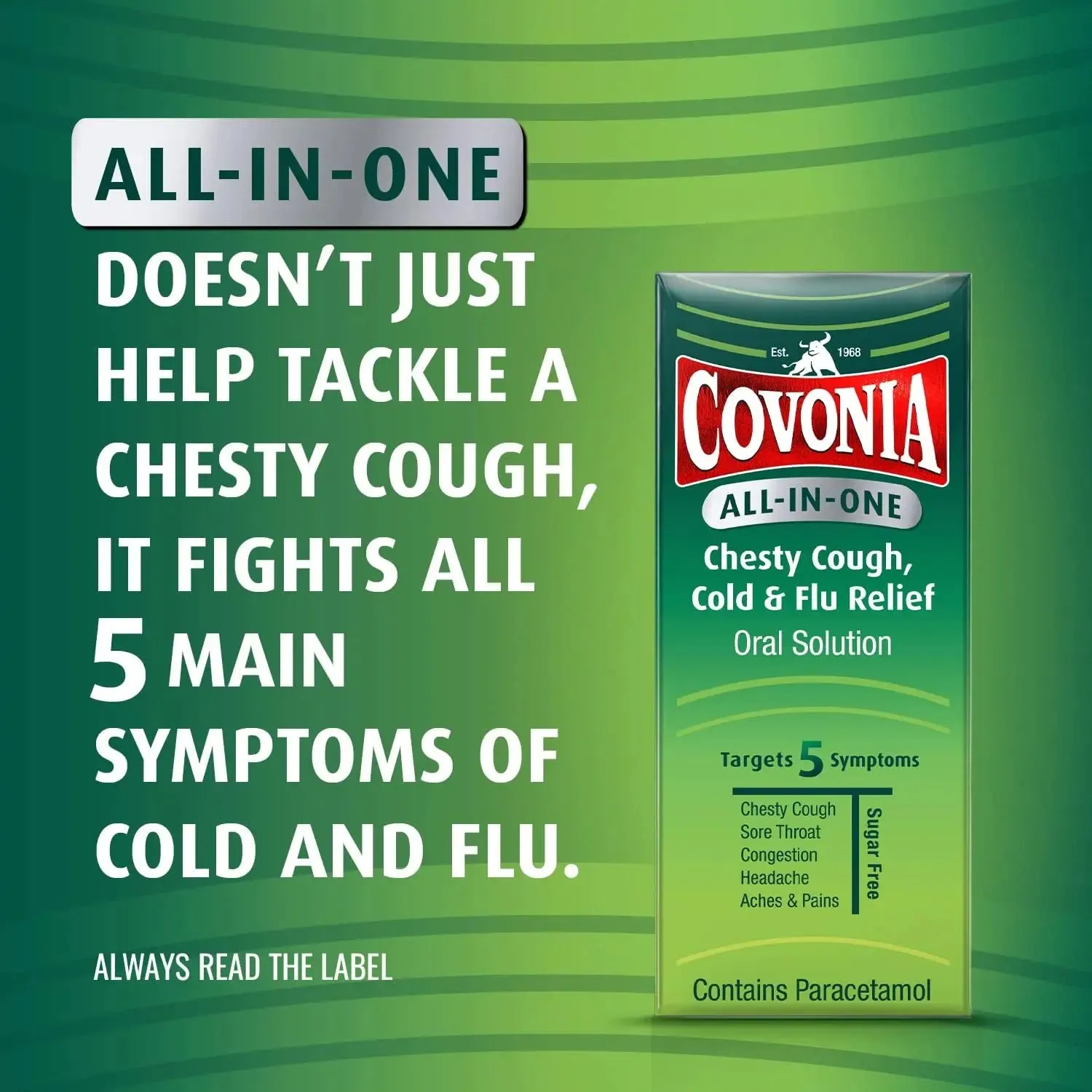 Covonia All-in-One Chesty Cough, Cold and Flu Relief Oral Solution - 160ml