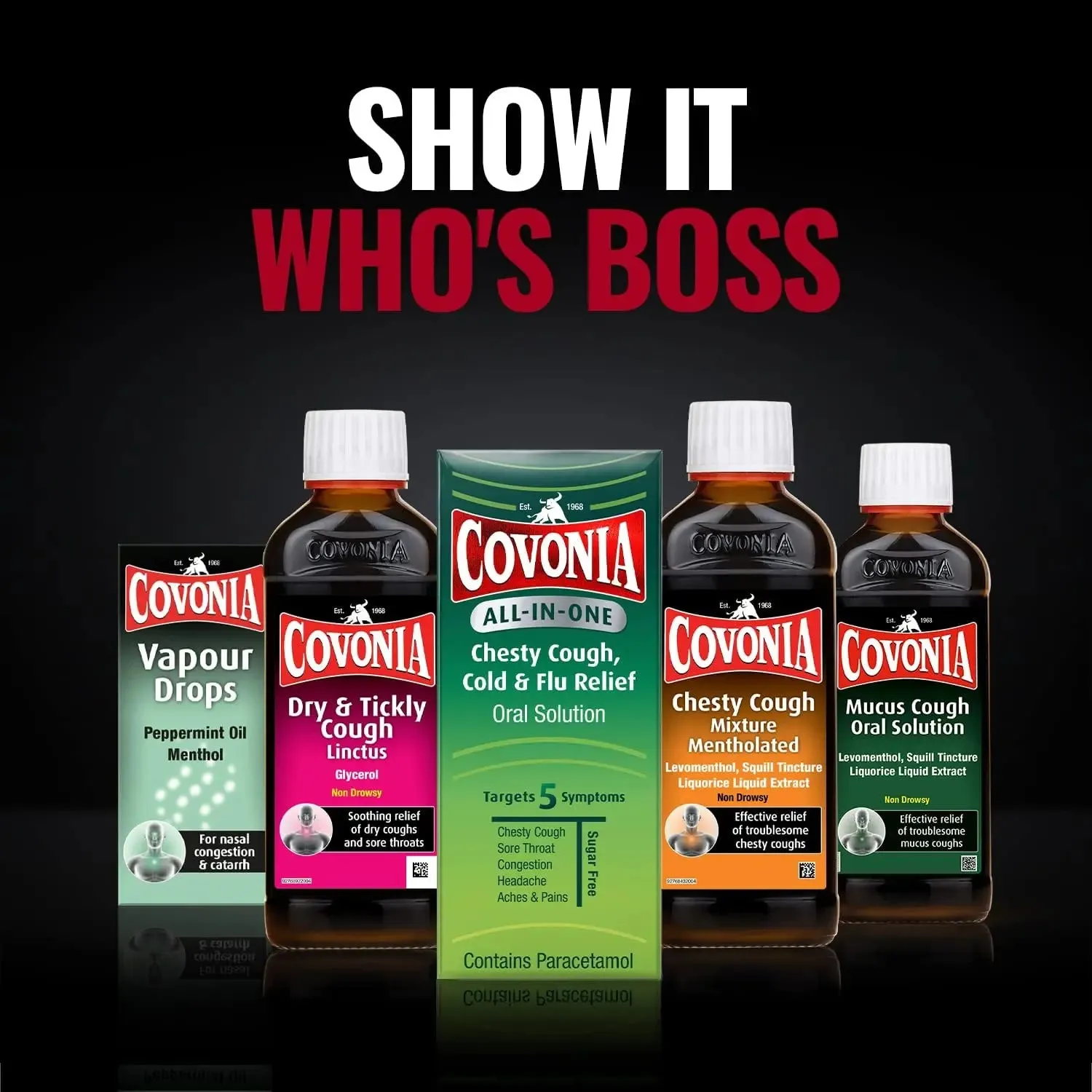 Covonia All-in-One Chesty Cough, Cold and Flu Relief Oral Solution - 160ml