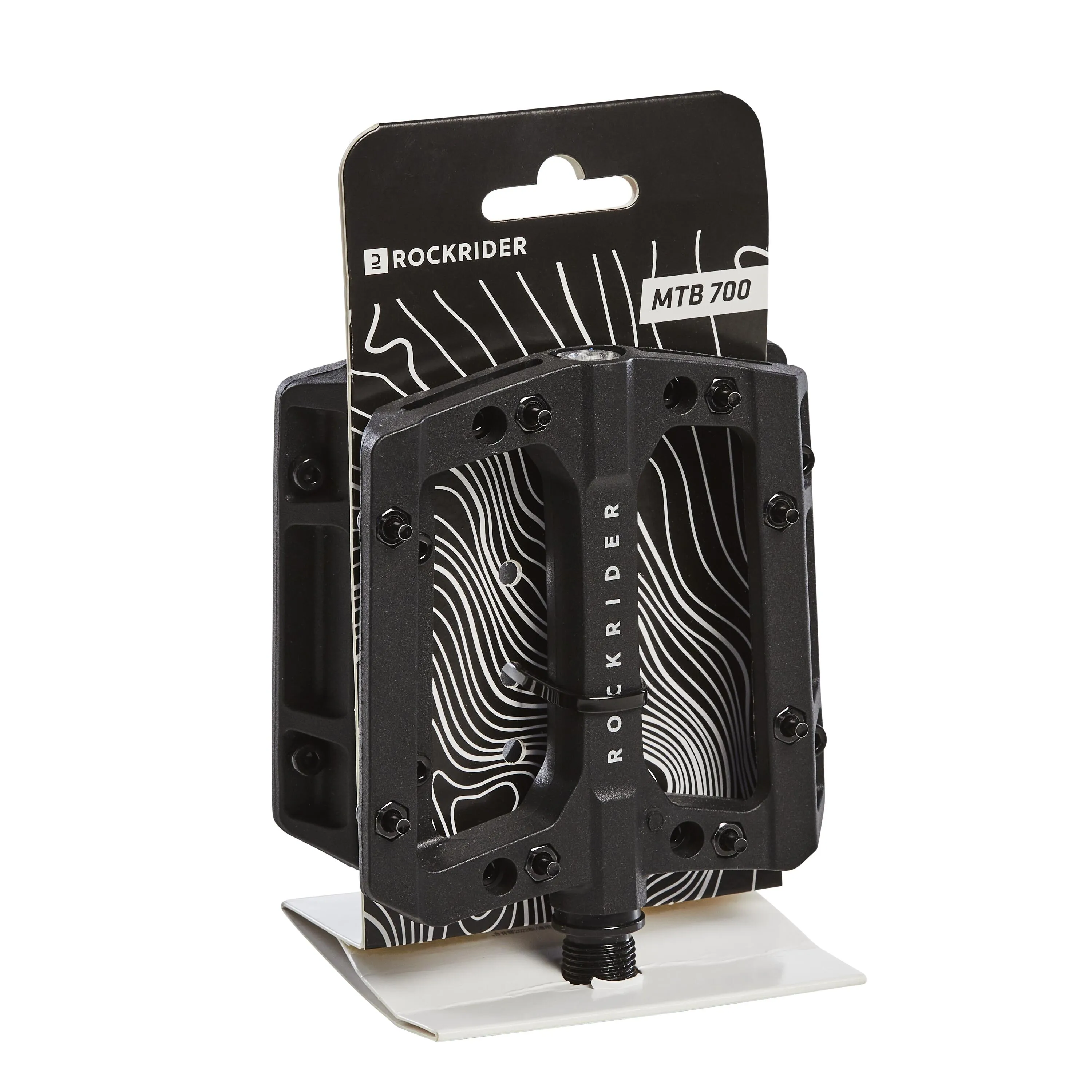 Flat pedals MTB 700 plastic ROCKRIDER, black