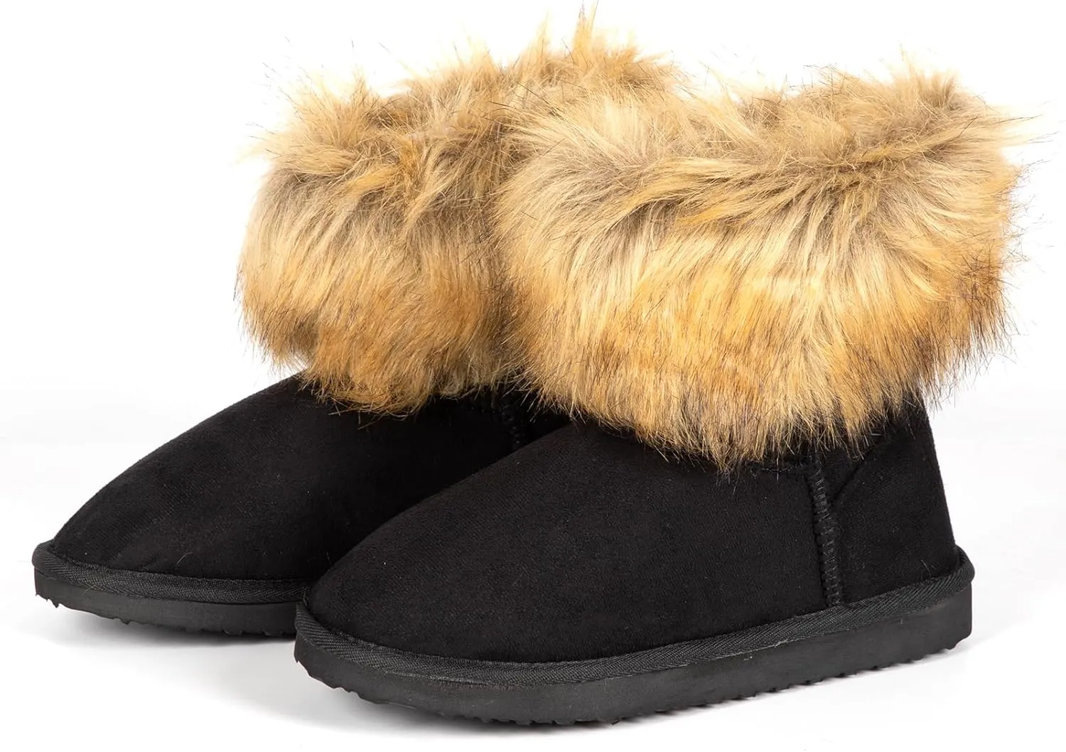 Fluffy Faux Fur Olive Green Suede Ankle Style Winter Boots
