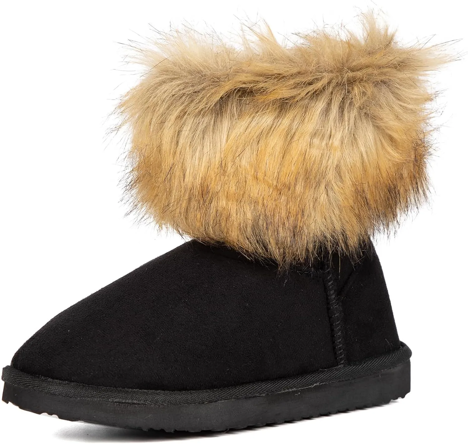 Fluffy Faux Fur Olive Green Suede Ankle Style Winter Boots