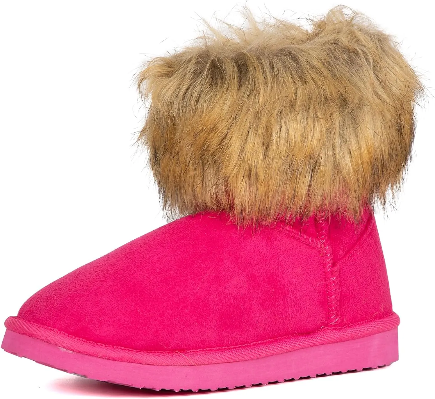 Fluffy Faux Fur Olive Green Suede Ankle Style Winter Boots