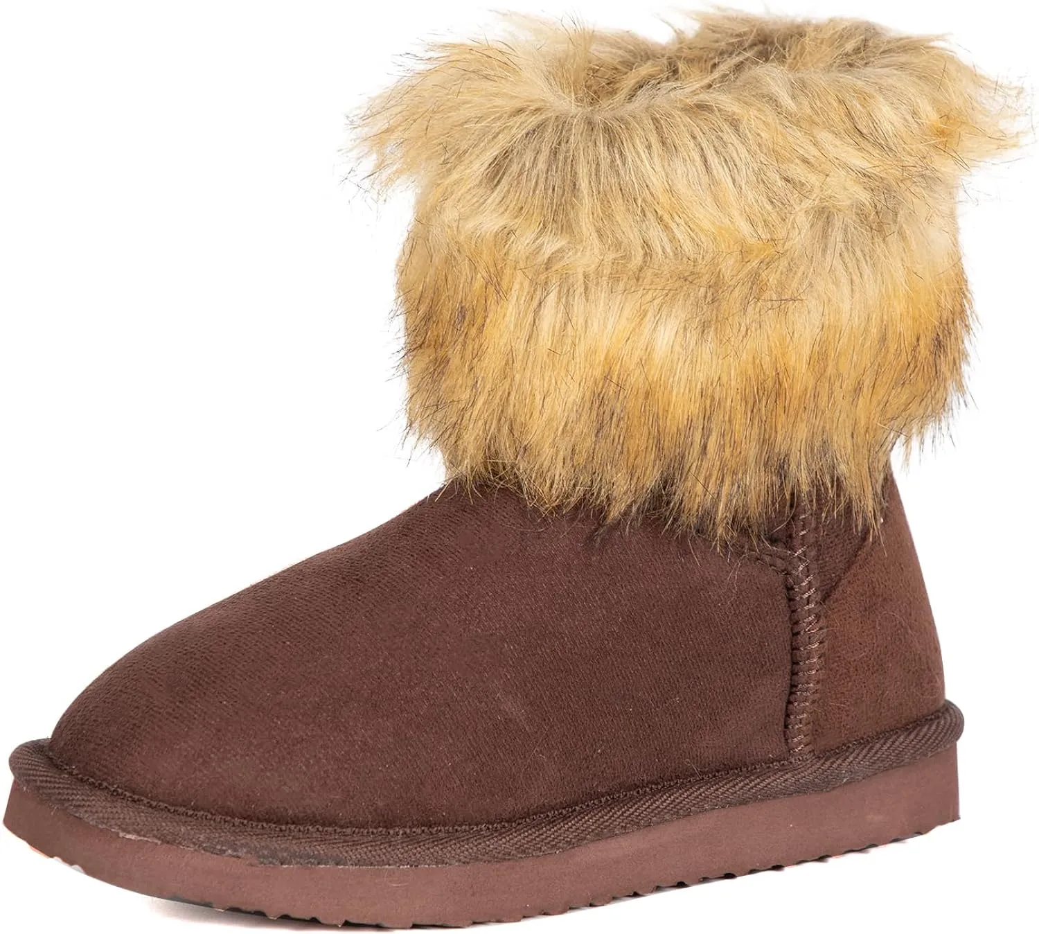 Fluffy Faux Fur Olive Green Suede Ankle Style Winter Boots