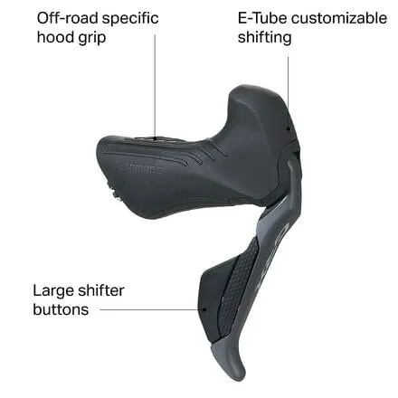 GRX ST-RX815 Di2 shift lever and Shimano disc brake caliper, black