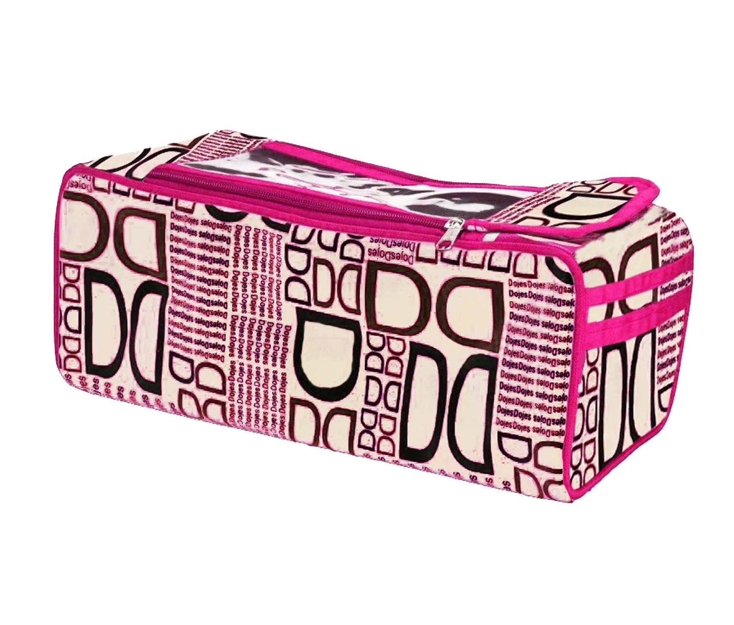 Kuber Industries Rexin D-Print 2 Pieces Shoe Cover Travelling Storage Bag/Shaving Kit Storage Footwear Organiser Pouch Shoe Bag with Pocket (Pink) - CTKTC030963