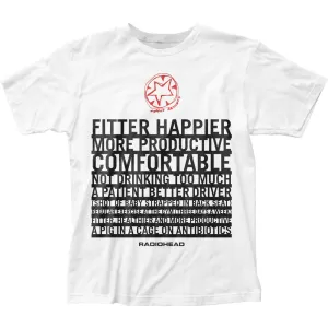 Radiohead Fitter Happier Mens T Shirt White