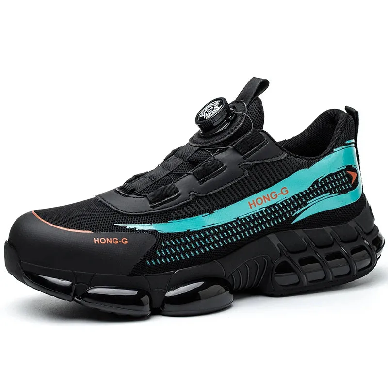 Rotating Button Safety Men Protective Sneakers Steel Toe Cap Anti-Smash Work Shoes Fashion Boots