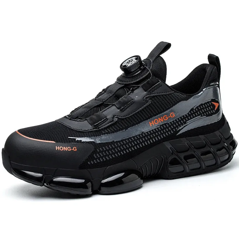 Rotating Button Safety Men Protective Sneakers Steel Toe Cap Anti-Smash Work Shoes Fashion Boots
