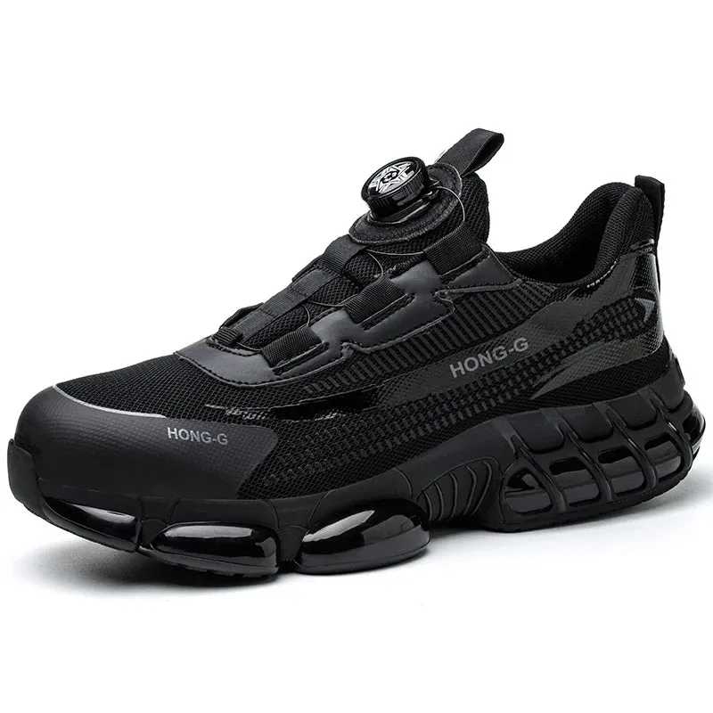 Rotating Button Safety Men Protective Sneakers Steel Toe Cap Anti-Smash Work Shoes Fashion Boots
